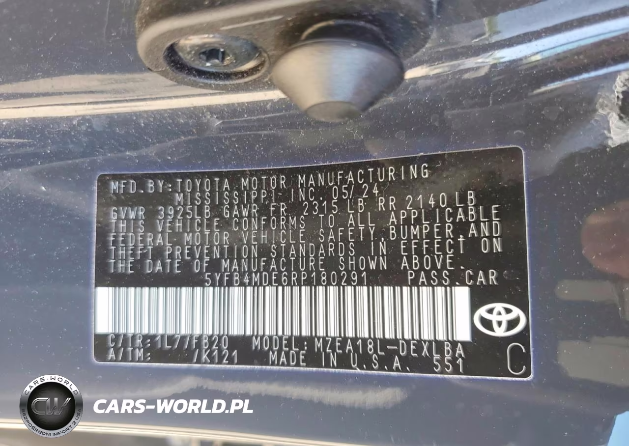 2024 Toyota Corolla Le VIN:5YFB4MDE6RP180291 - 12