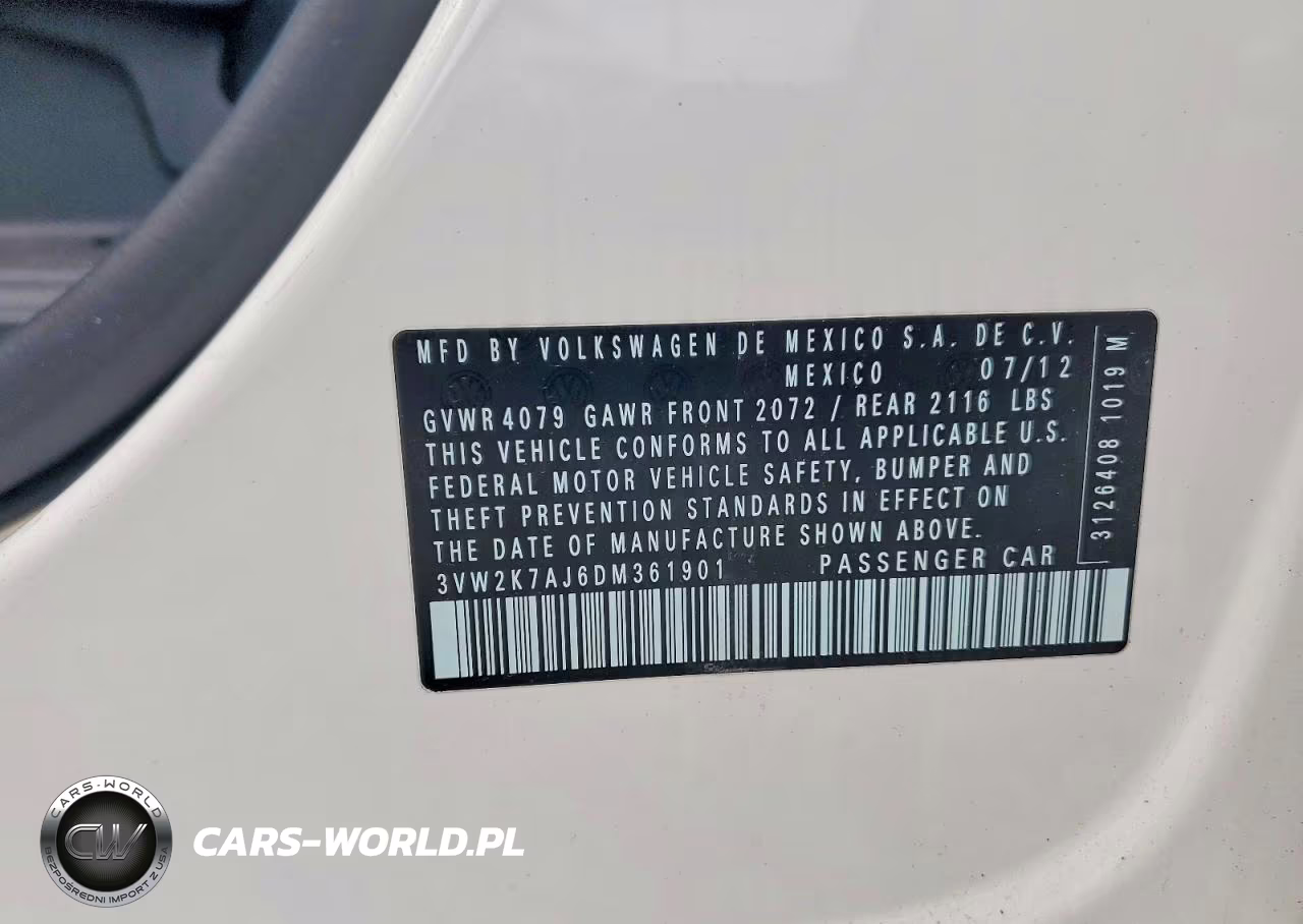 2013 Volkswagen Jetta Base VIN:3VW2K7AJ6DM361901 - 12