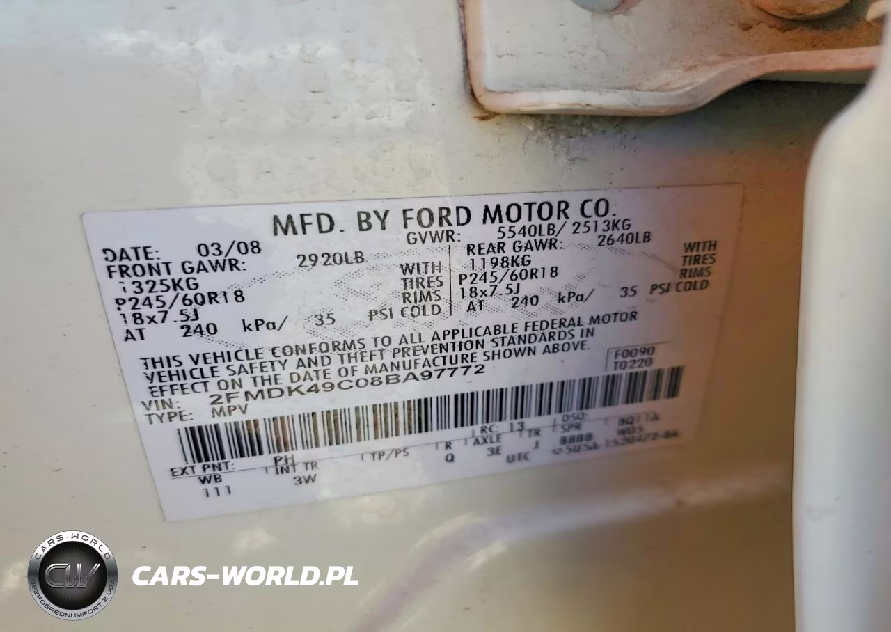2008 Ford Edge Limited VIN:2FMDK49C08BA97772 - 13