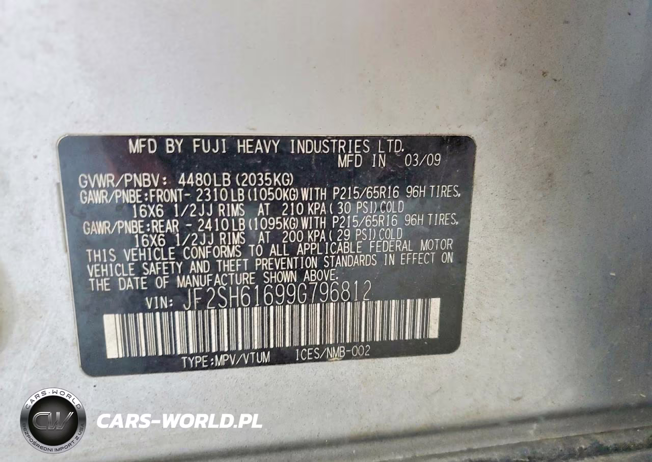 2009 Subaru Forester 2.5X VIN:JF2SH61699G796812 - 12