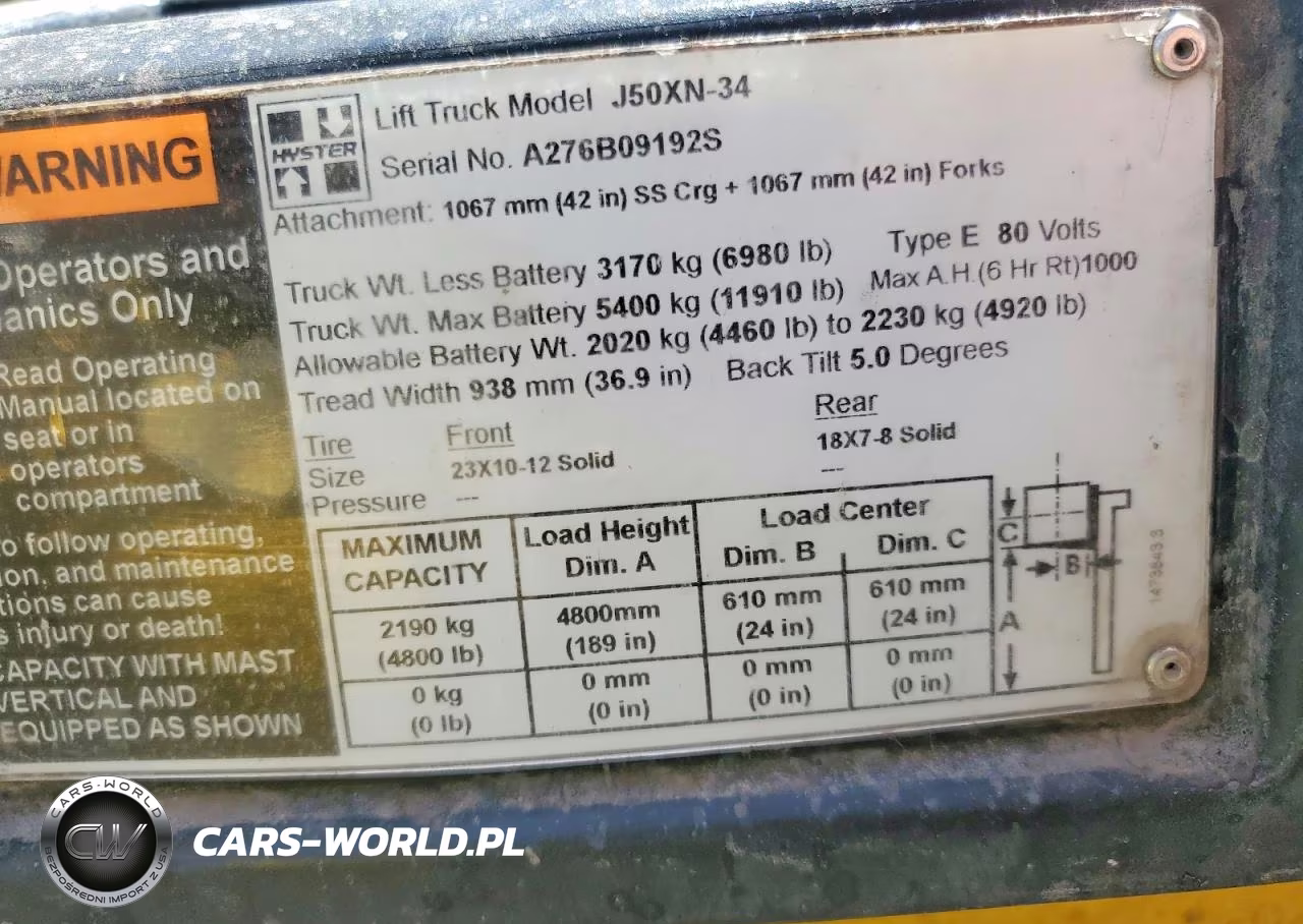 2018 Hyster J50Xn-34 Forklift VIN:000000A276B09192S - 10