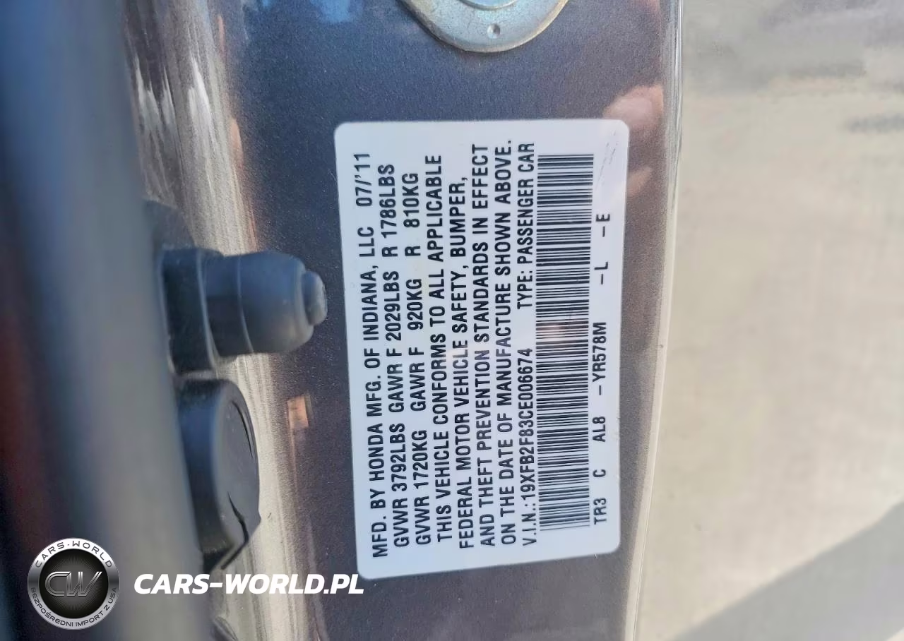 2012 Honda Civic Ex VIN:19XFB2F83CE006674 - 12