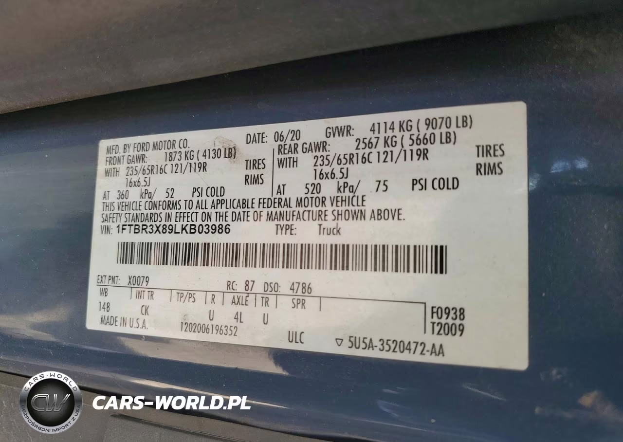 2020 Ford Transit 250 Delivery Van VIN:1FTBR3X89LKB03986 - 13