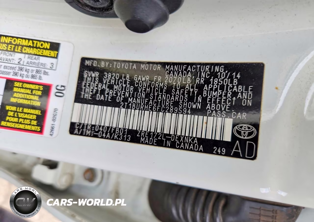 2015 Toyota Corolla Le VIN:2T1BURHE6FC289594 - 13