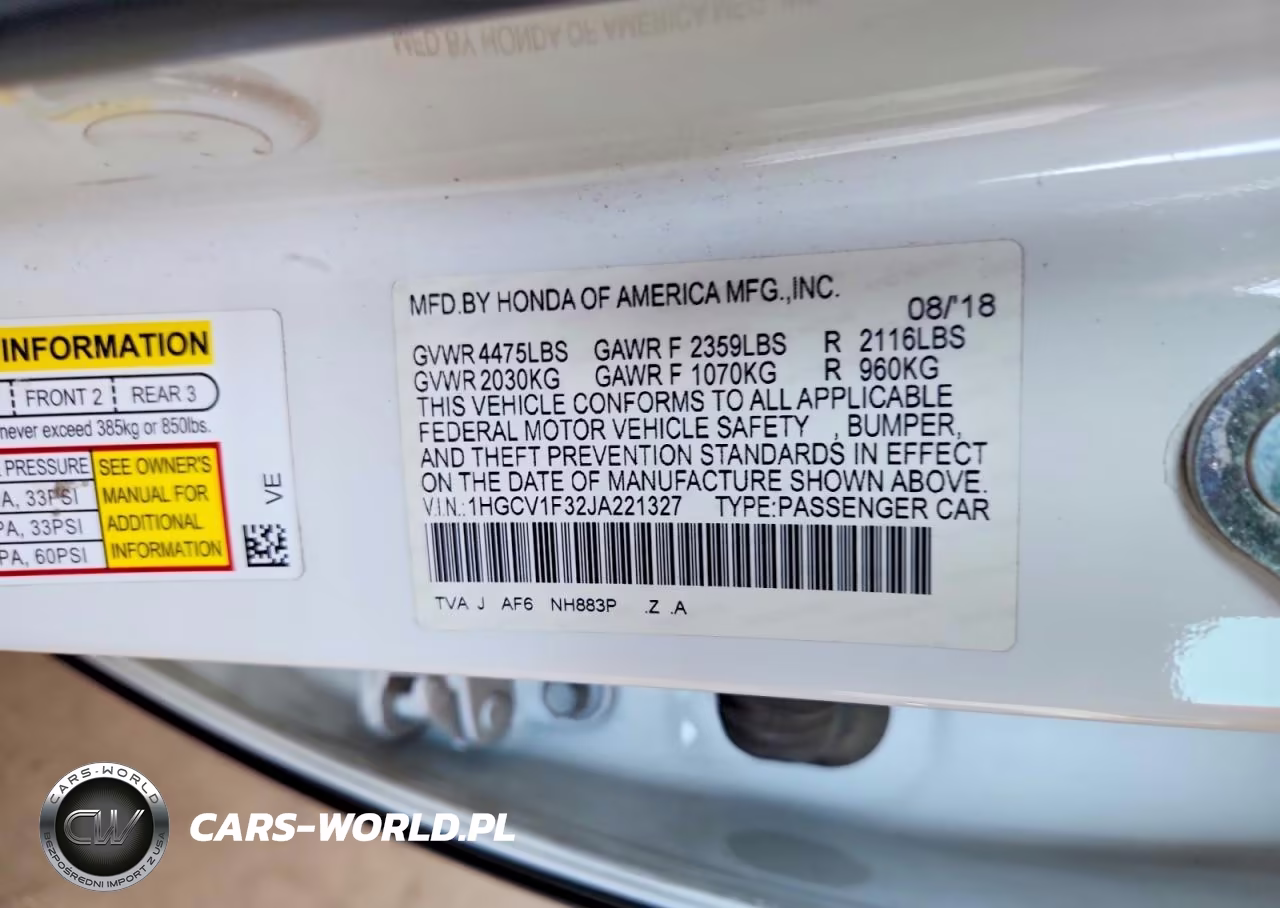 2018 Honda Accord Sport VIN:1HGCV1F32JA221327 - 13