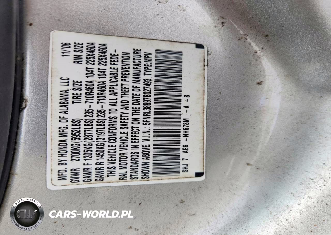2007 Honda Odyssey Touring VIN:5FNRL38897B027493 - 12