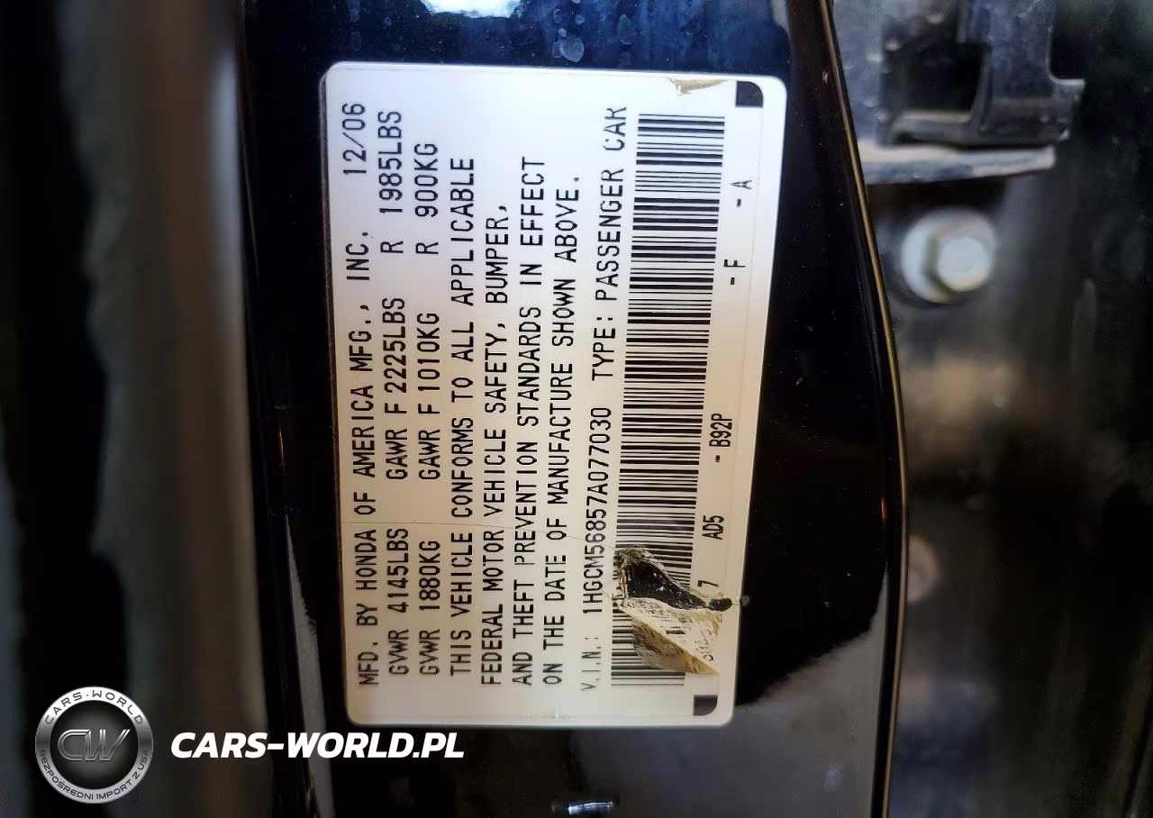 2007 Honda Accord Ex VIN:1HGCM56857A077030 - 12
