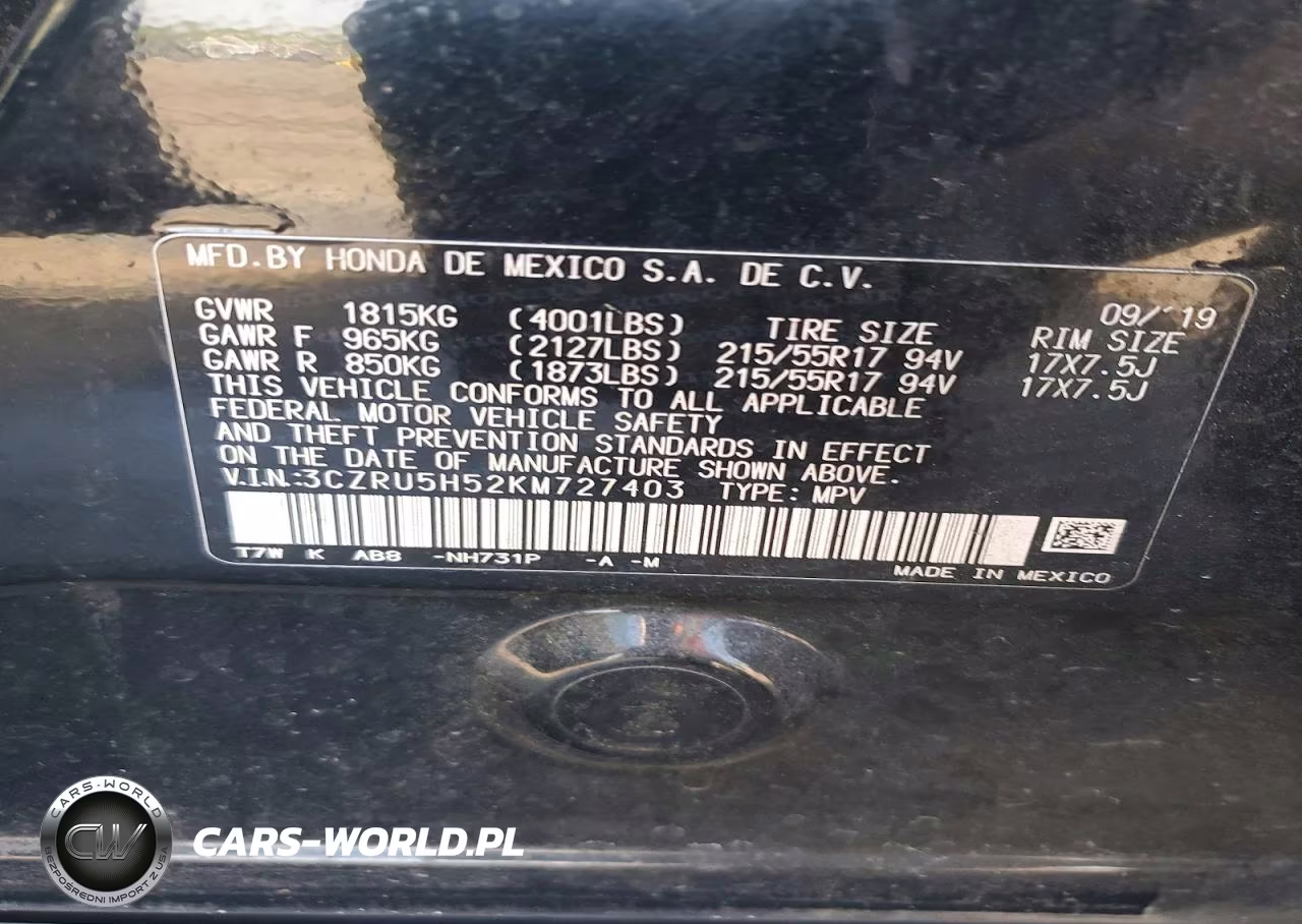 2019 Honda Hr-V Ex VIN:3CZRU5H52KM727403 - 13