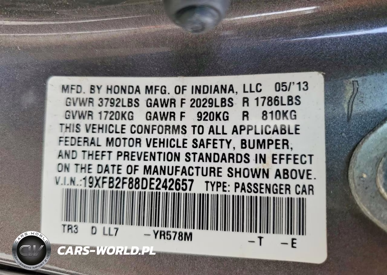 2013 Honda Civic Ex VIN:19XFB2F88DE242657 - 12