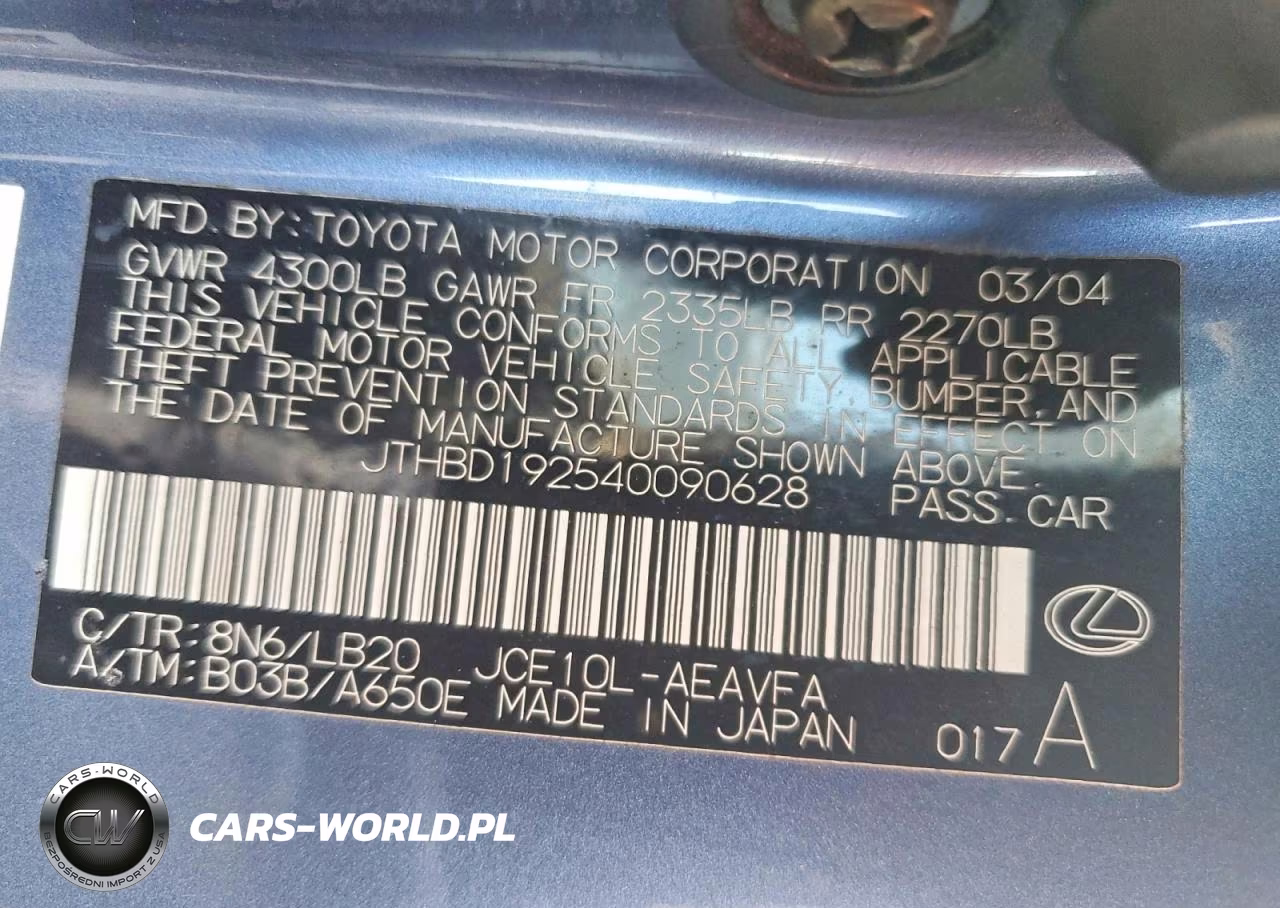 2004 Lexus Is 300 VIN:JTHBD192540090628 - 12