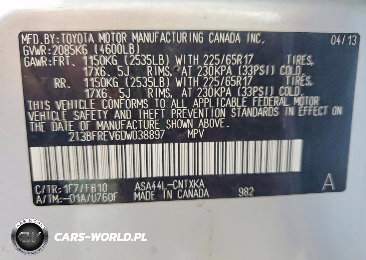 2013 Toyota Rav4 Le VIN:2T3BFREV6DW038897 - 12