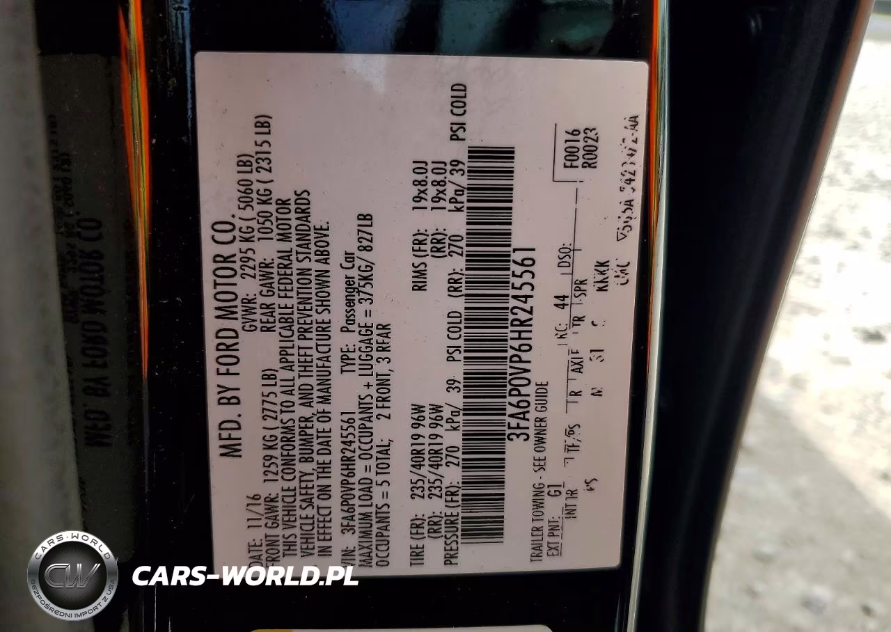 2017 Ford Fusion Sport VIN:3FA6P0VP6HR245561 - 12