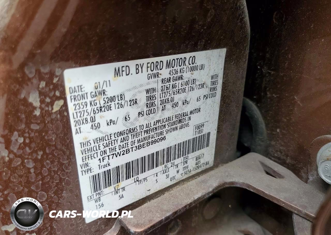 2011 Ford F250 Super Duty VIN:1FT7W2BT3BEB99096 - 12