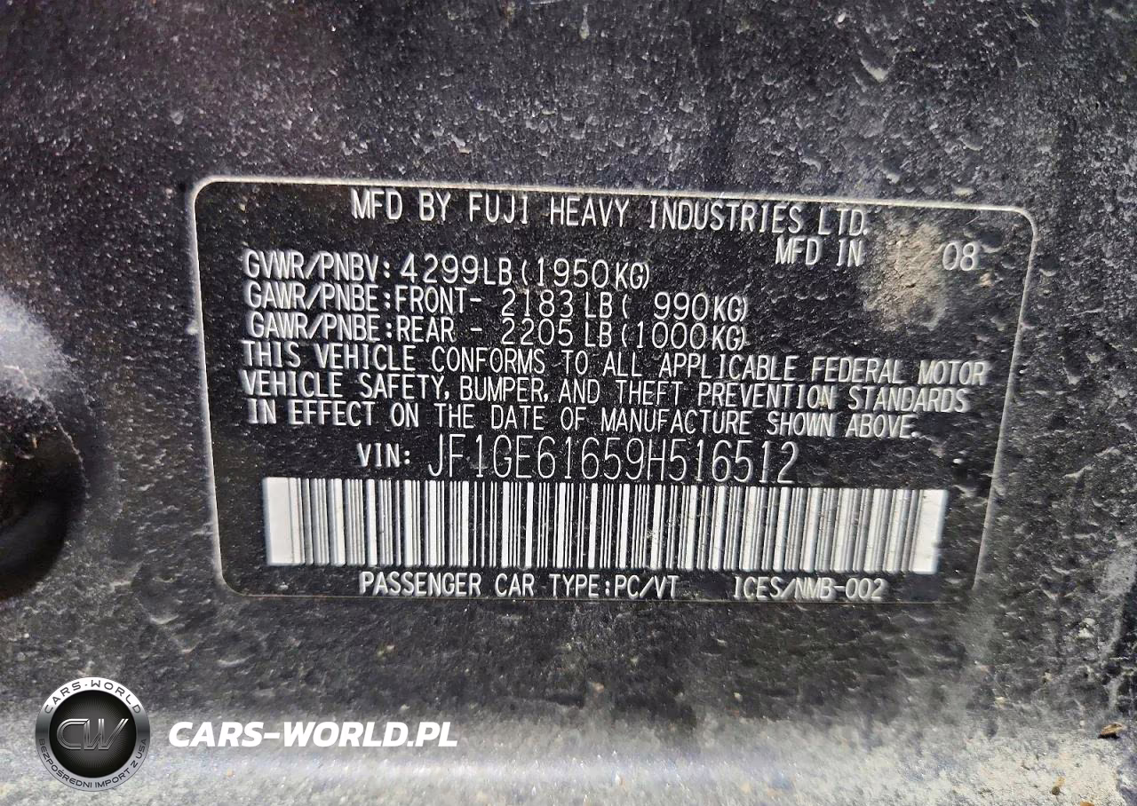 2009 Subaru Impreza 2.5I VIN:JF1GE61659H516512 - 12