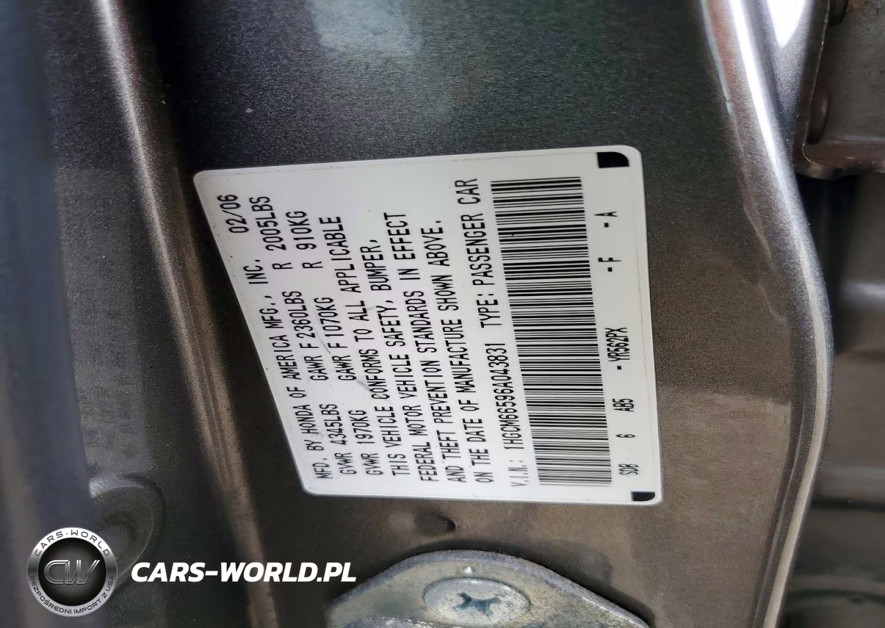 2006 Honda Accord Ex VIN:1HGCM66596A043831 - 12