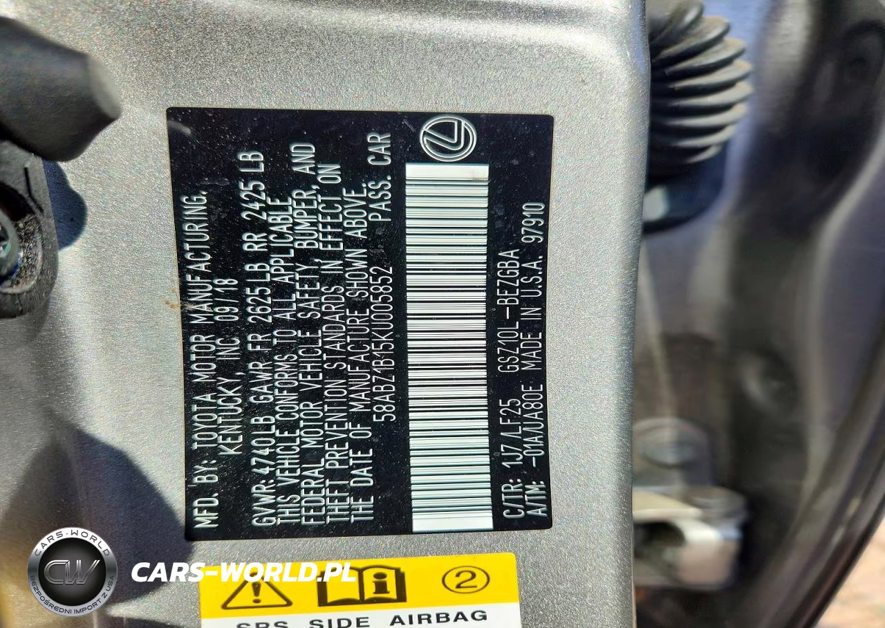 2019 Lexus Es 350 VIN:58ABZ1B15KU005852 - 12