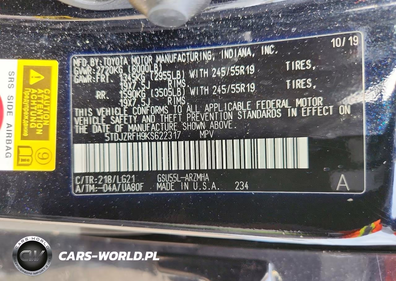 2019 Toyota Highlander Se VIN:5TDJZRFH9KS622317 - 13
