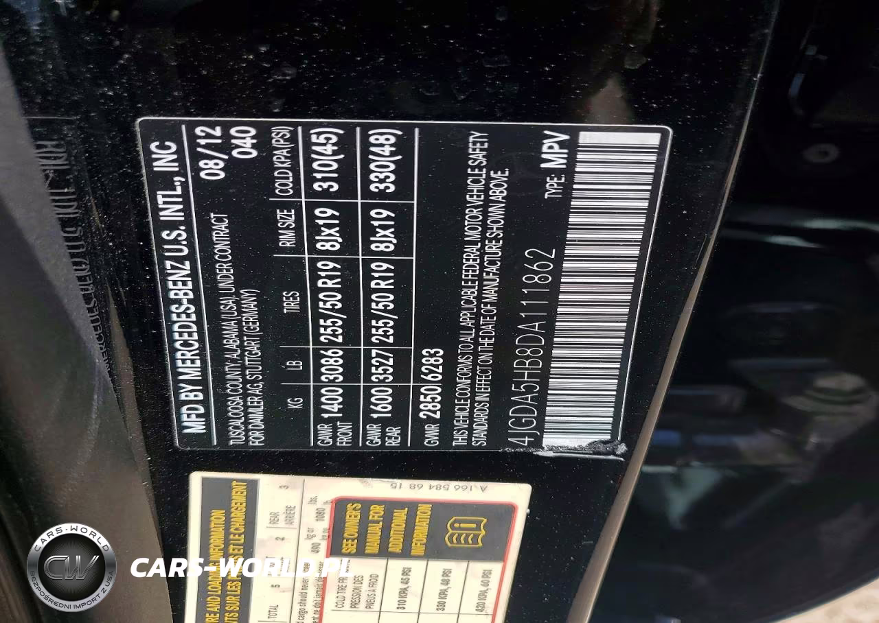 2013 Mercedes-Benz Ml 350 4Matic VIN:4JGDA5HB8DA111862 - 12