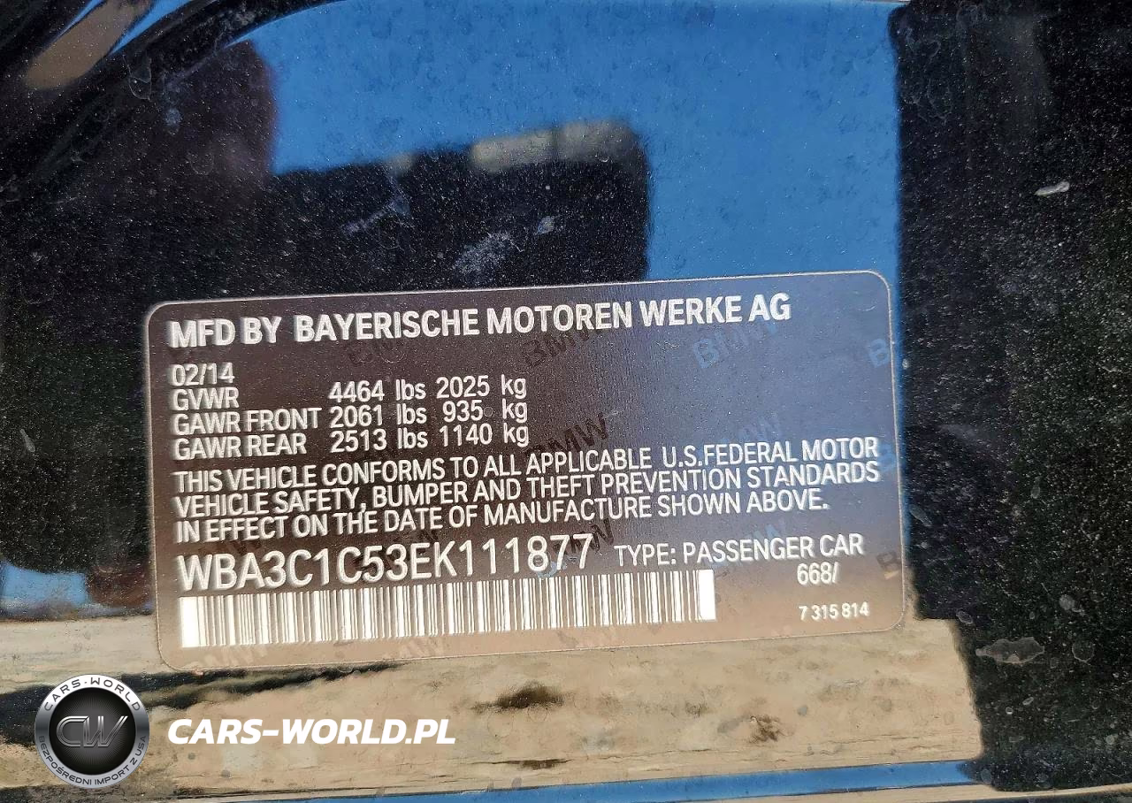 2014 BMW 328 I Sulev VIN:WBA3C1C53EK111877 - 12