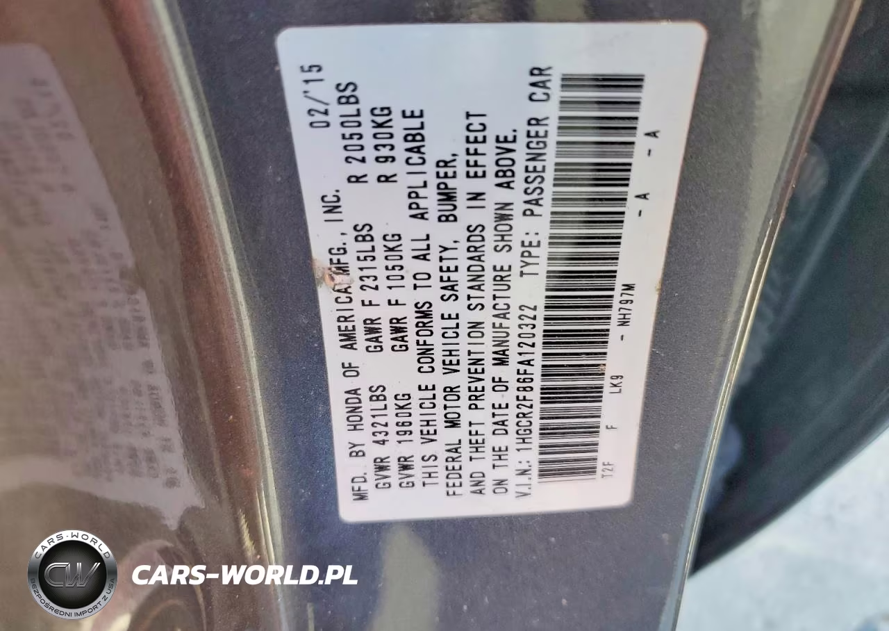 2015 Honda Accord Exl VIN:1HGCR2F86FA120322 - 12