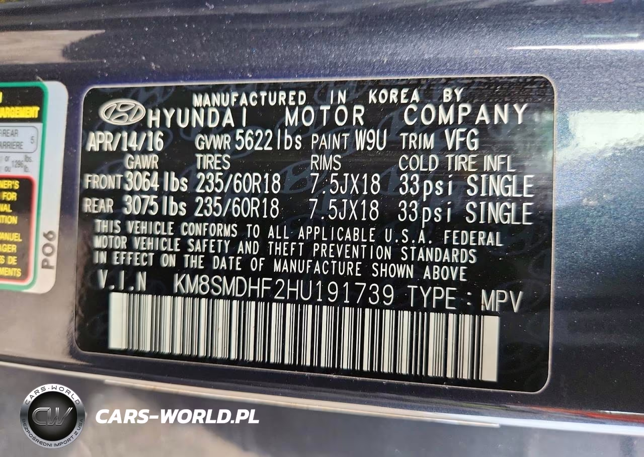 2017 Hyundai Santa Fe Se VIN:KM8SMDHF2HU191739 - 13