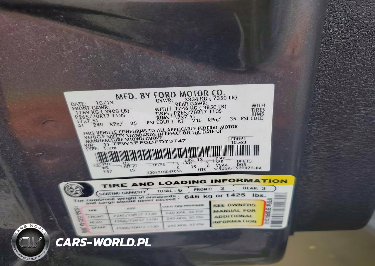 2013 Ford F150 Supercrew VIN:1FTFW1EF0DFD73747 - 12