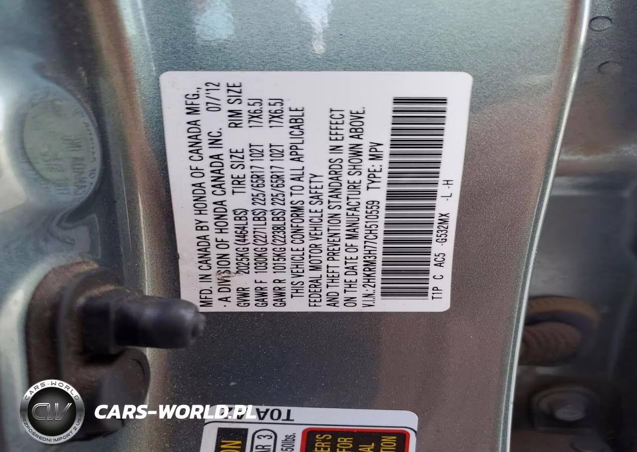 2012 Honda Cr-V Exl VIN:2HKRM3H77CH510559 - 14