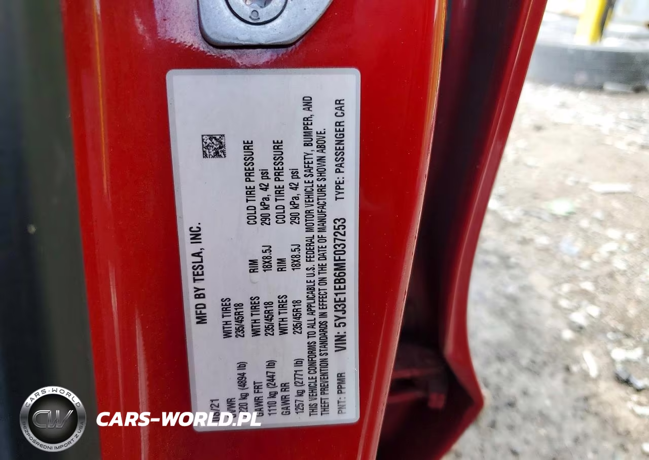 2021 Tesla Model 3 VIN:5YJ3E1EB6MF037253 - 12