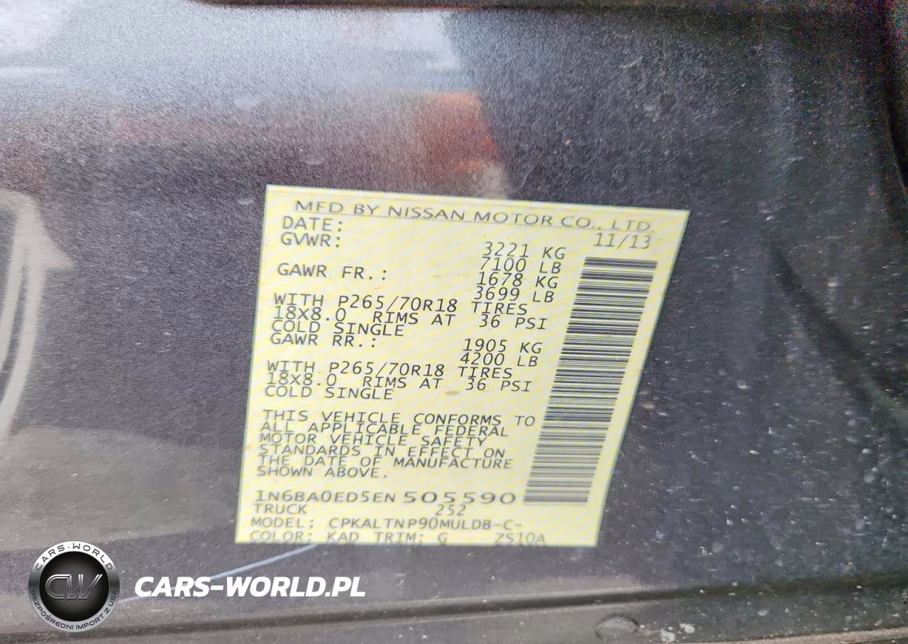 2014 Nissan Titan Sv VIN:1N6BA0ED5EN505590 - 12
