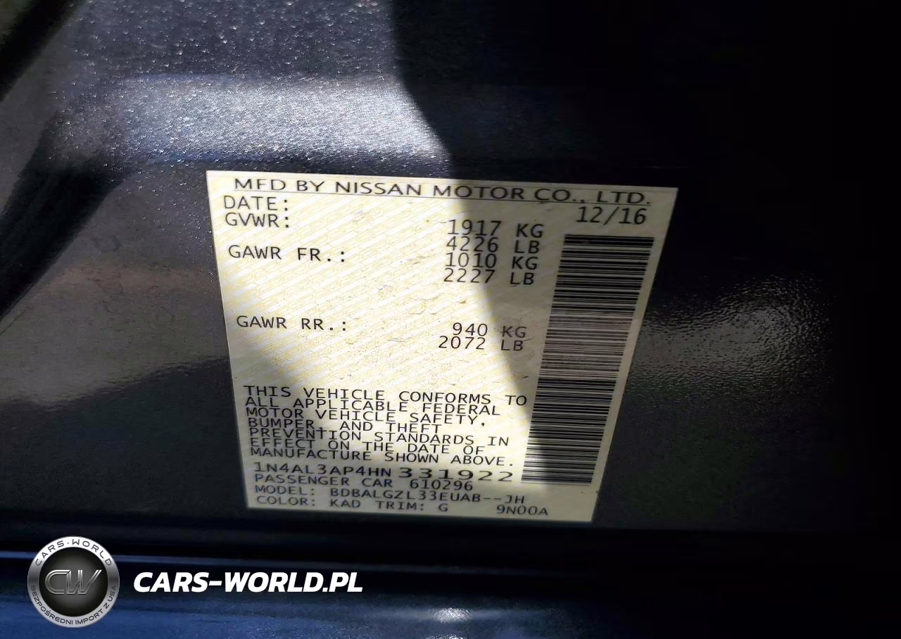 2017 Nissan Altima 2.5 S VIN:1N4AL3AP4HN331922 - 12