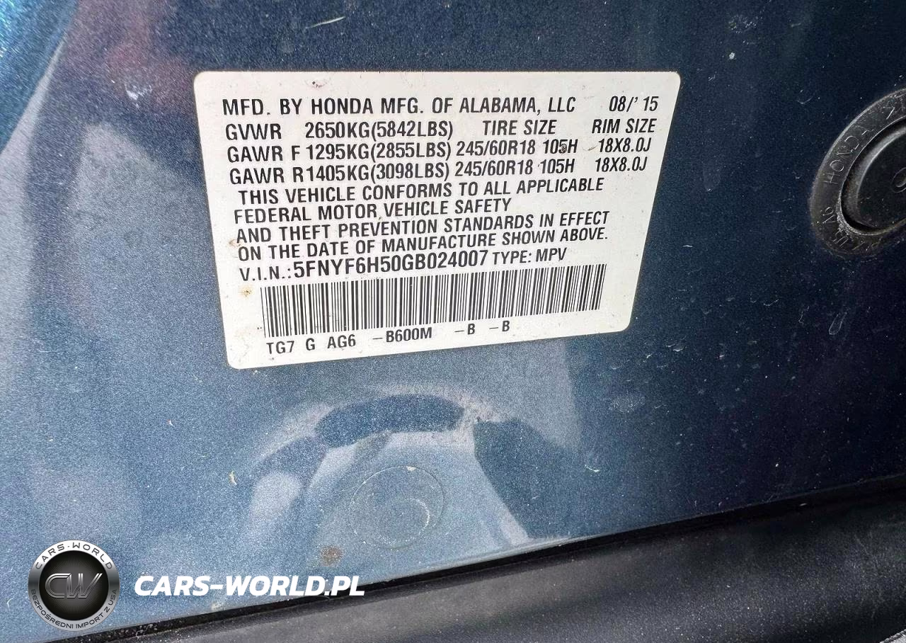2016 Honda Pilot Exl VIN:5FNYF6H50GB024007 - 13