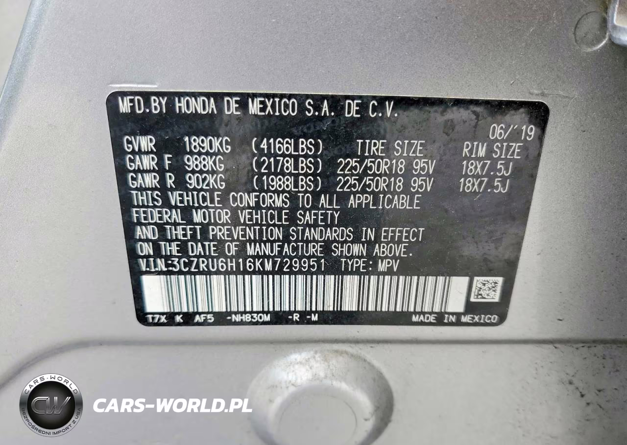 2019 Honda Hr-V Sport VIN:3CZRU6H16KM729951 - 13