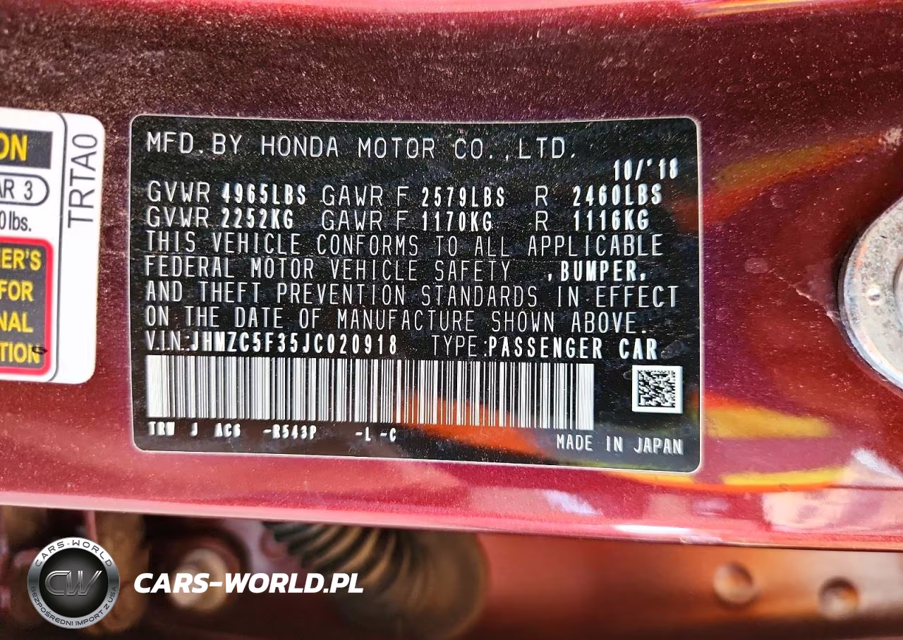 2018 Honda Clarity Touring VIN:JHMZC5F35JC020918 - 12