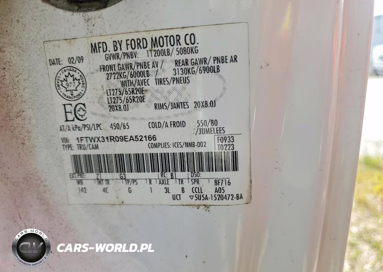 2009 Ford F350 Super Duty VIN:1FTWX31R09EA52166 - 10