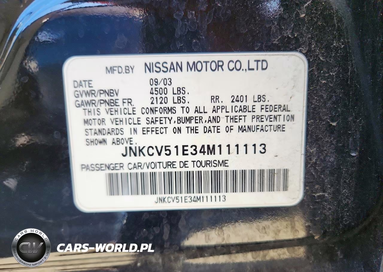 2004 Infiniti G35 Base VIN:JNKCV51E34M111113 - 12