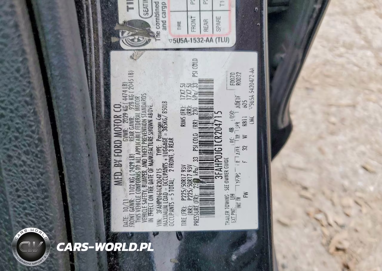 2012 Ford Fusion Sel VIN:3FAHP0JG1CR204715 - 12