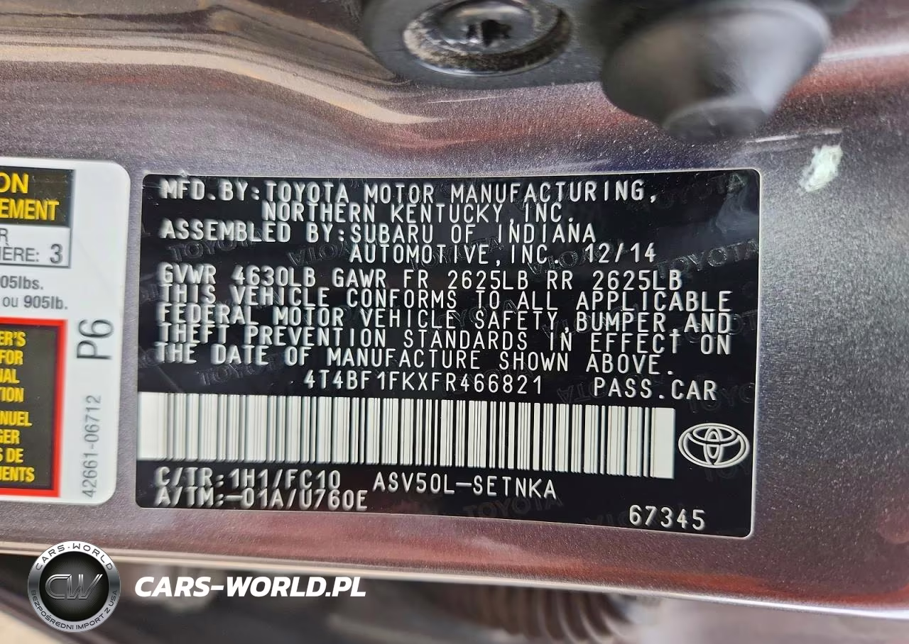 2015 Toyota Camry Le VIN:4T4BF1FKXFR466821 - 12