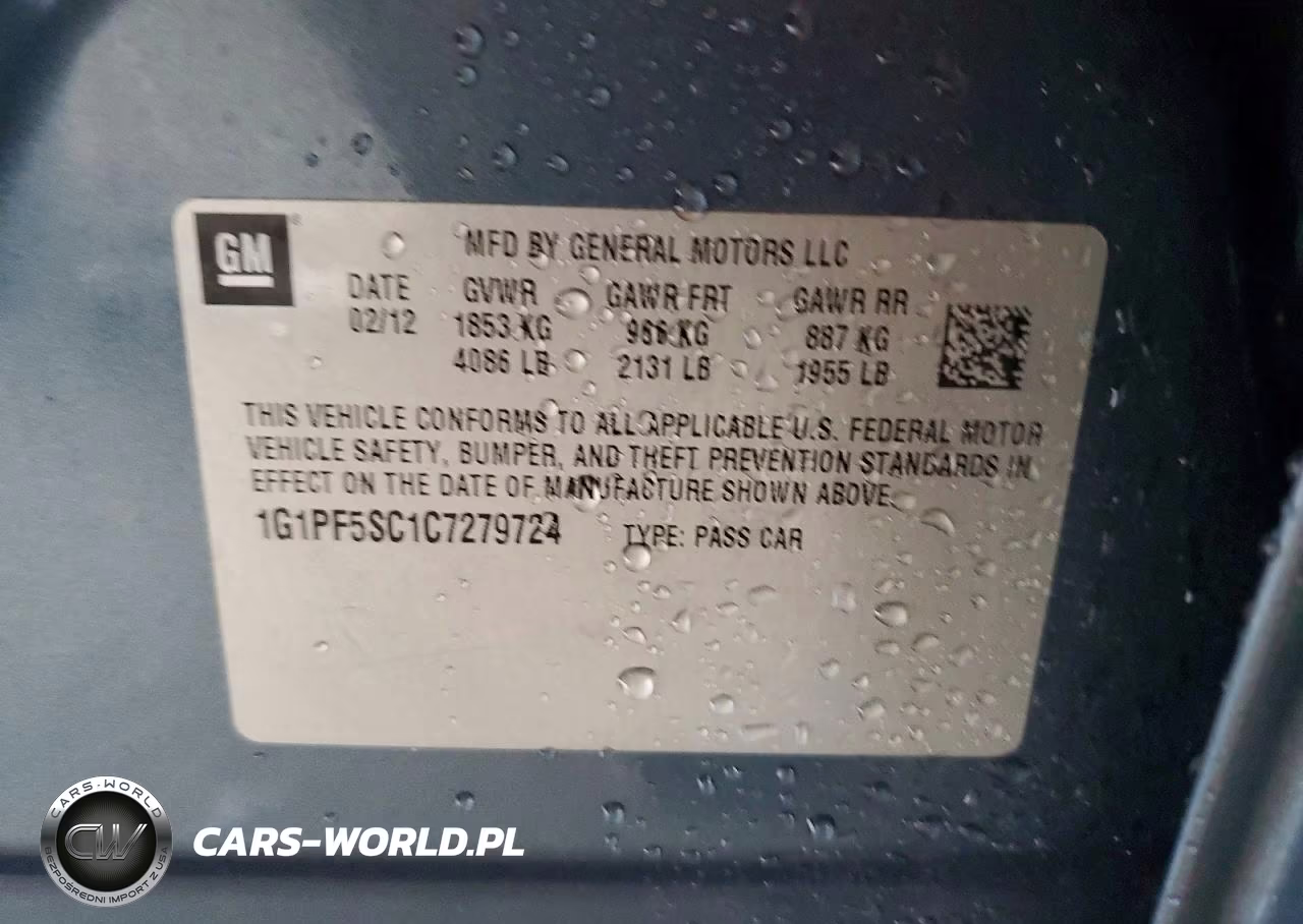 2012 Chevrolet Cruze Lt VIN:1G1PF5SC1C7279724 - 12