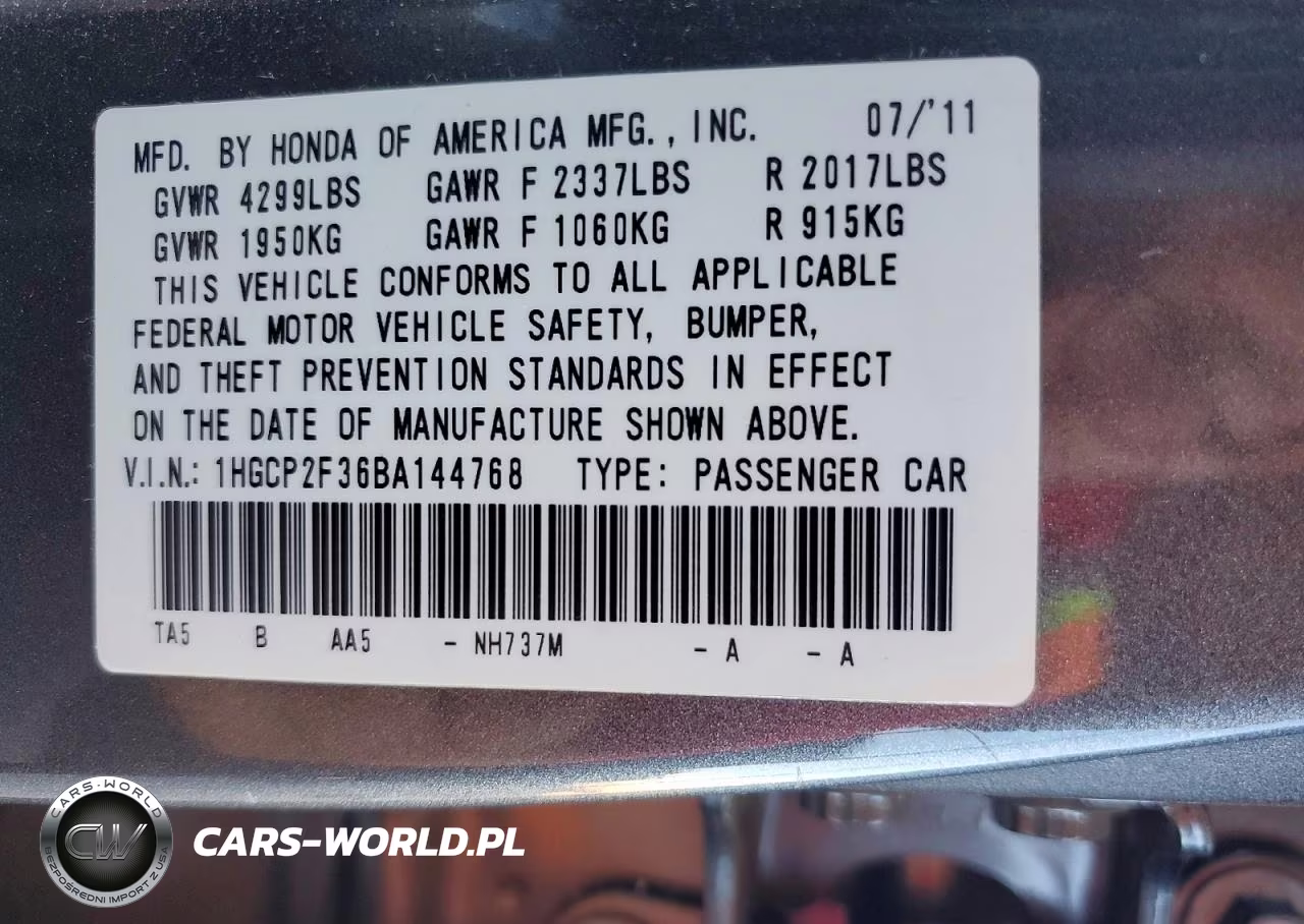 2011 Honda Accord Lx VIN:1HGCP2F36BA144768 - 12