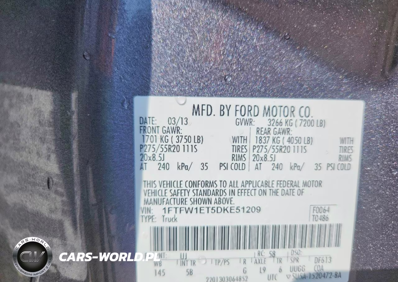 2013 Ford F150 Supercrew VIN:1FTFW1ET5DKE51209 - 12