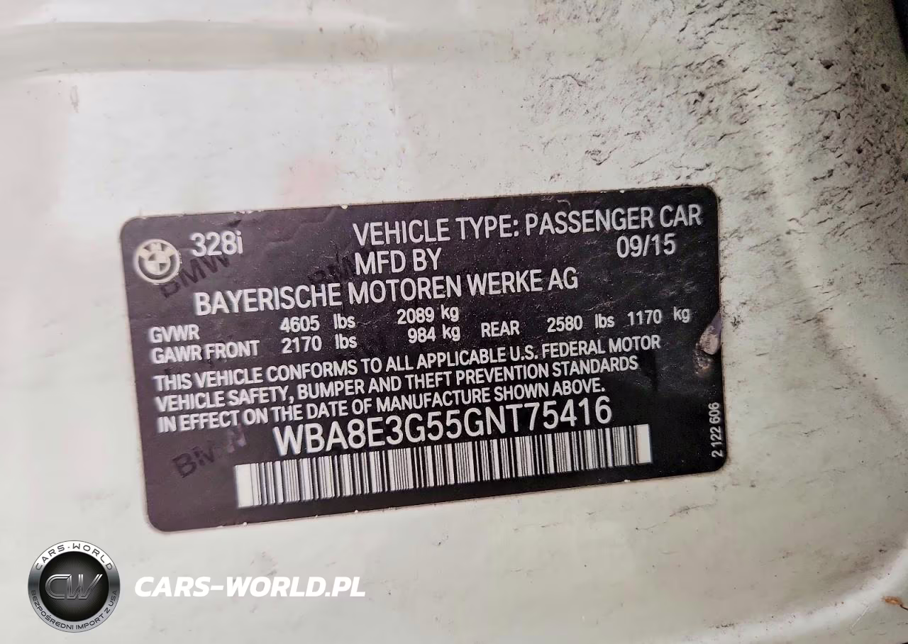 2016 BMW 328 Xi Sulev VIN:WBA8E3G55GNT75416 - 13