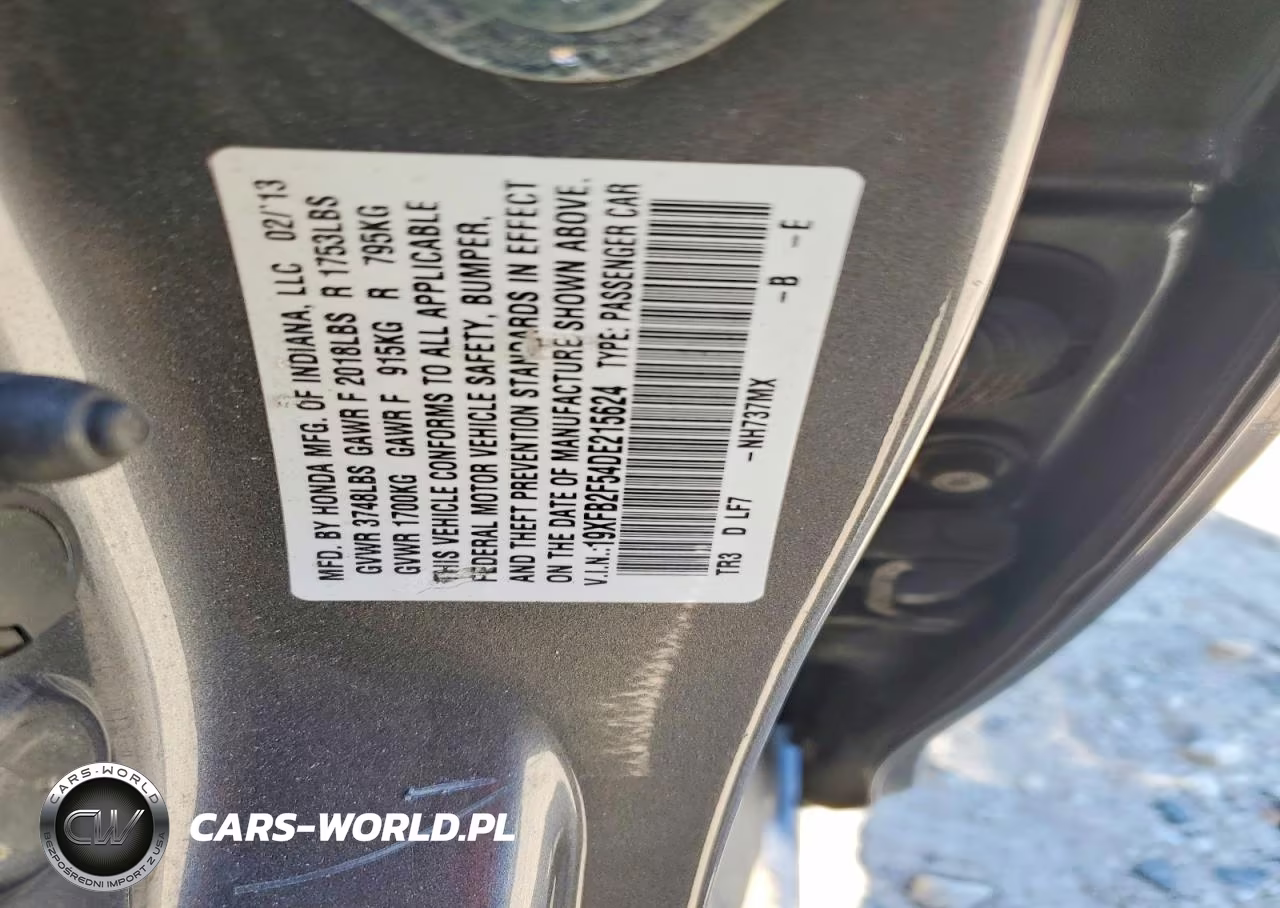2013 Honda Civic Lx VIN:19XFB2F54DE215624 - 12