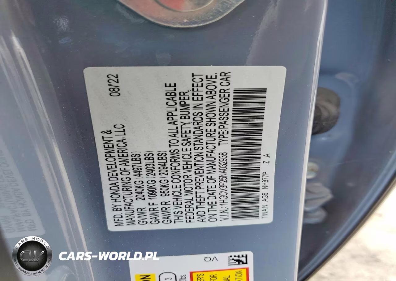 2022 Honda Accord Hybrid Sport VIN:1HGCV3F25NA032938 - 12