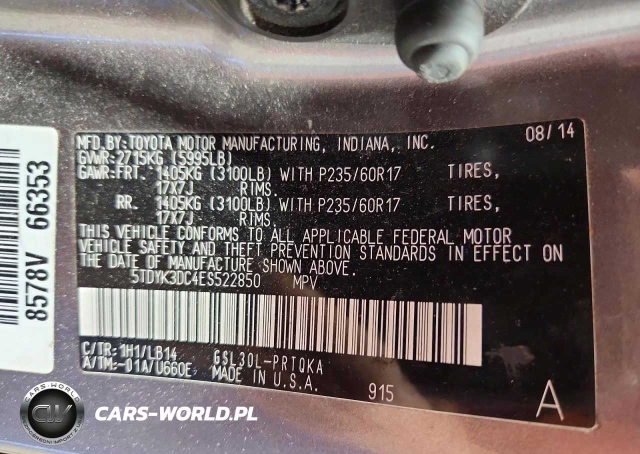 2014 Toyota Sienna Xle 8-Passenger VIN:5TDYK3DC4ES522850 - 14