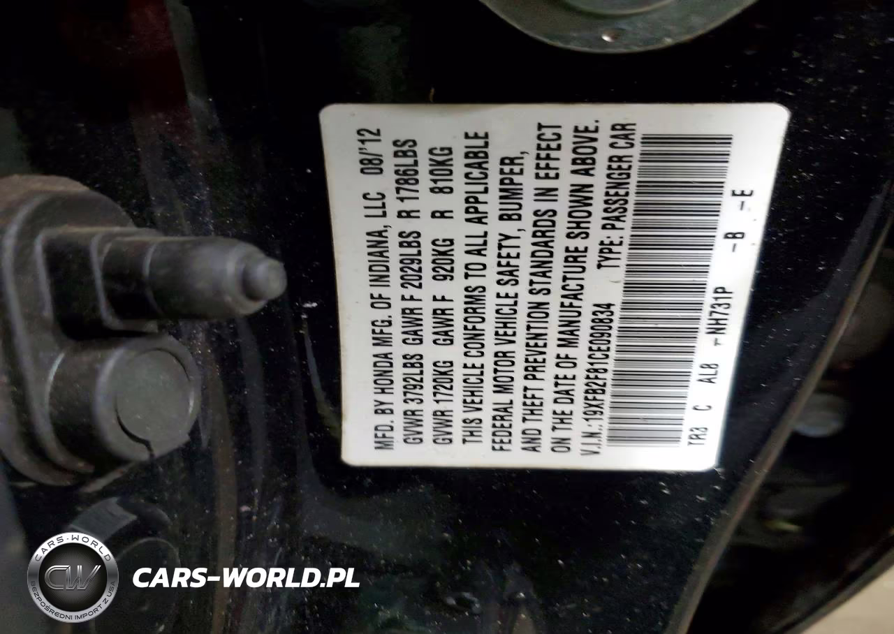 2012 Honda Civic Ex VIN:19XFB2F81CE090834 - 12