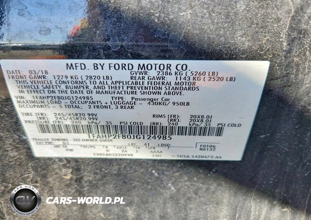2018 Ford Taurus VIN:1FAHP2F80JG124985 - 12