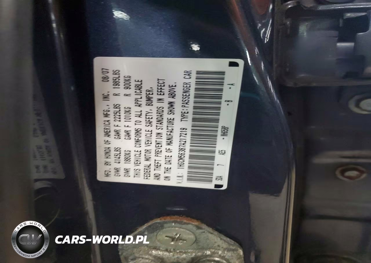 2007 Honda Accord Se VIN:1HGCM56387A217219 - 12