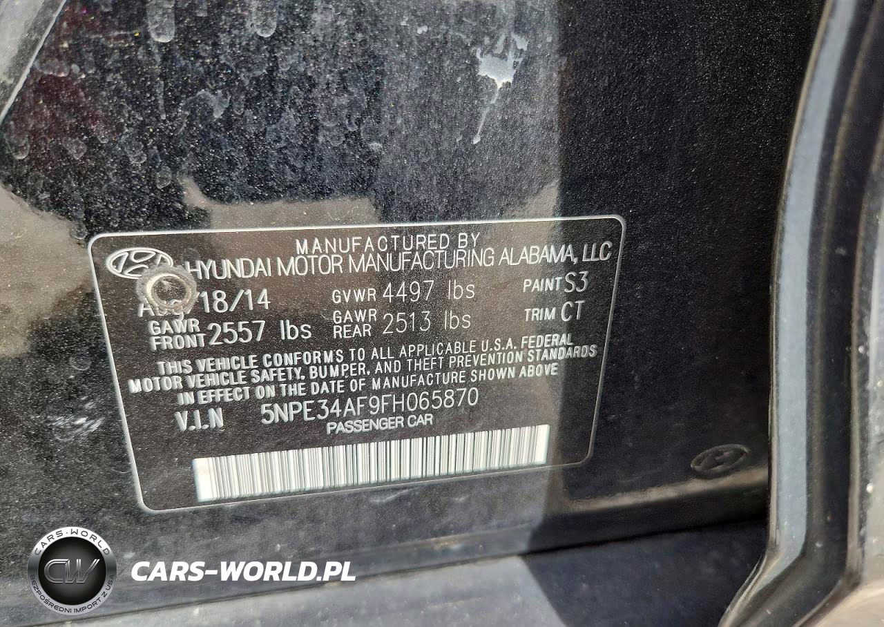 2015 Hyundai Sonata Limited VIN:5NPE34AF9FH065870 - 12
