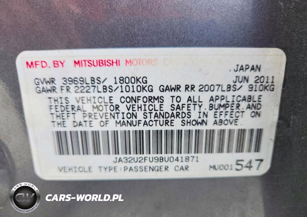 2011 Mitsubishi Lancer Es VIN:JA32U2FU9BU041871 - 12