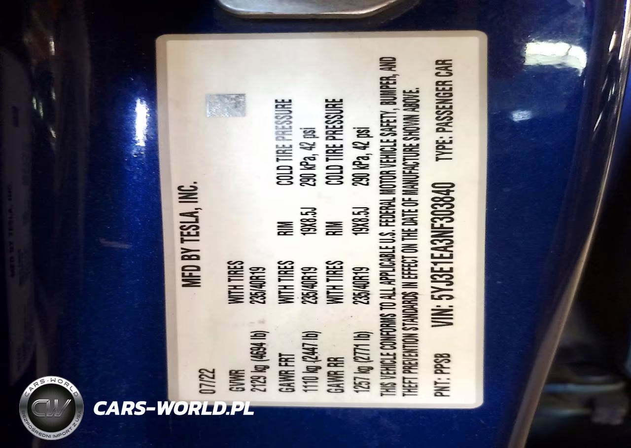 2022 Tesla Model 3 VIN:5YJ3E1EA3NF303840 - 12